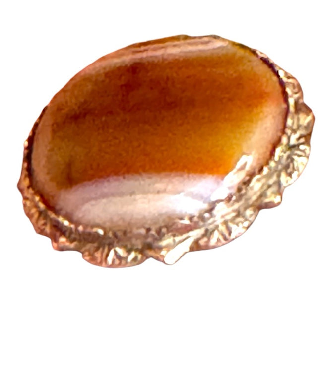 Vintage WB Sterling silver Banded Agate  Amber-Toned Stone brooch Scottish