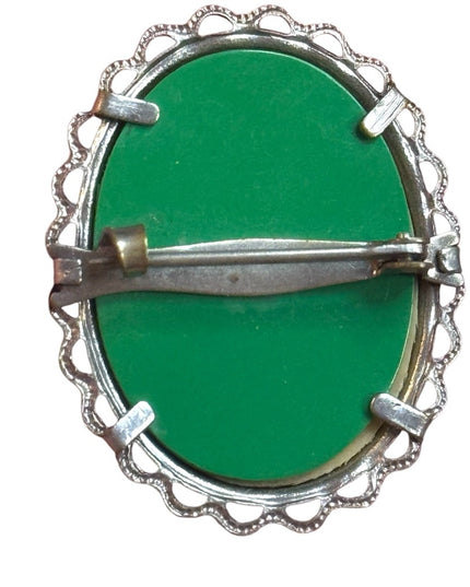 Antique Early 1900 Celluloid Plastic hand finished cameo brooch