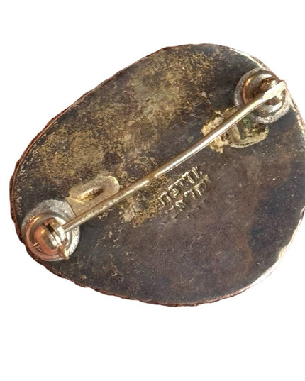 Vintage Israel Illiat Elegant Green Stone small brooch