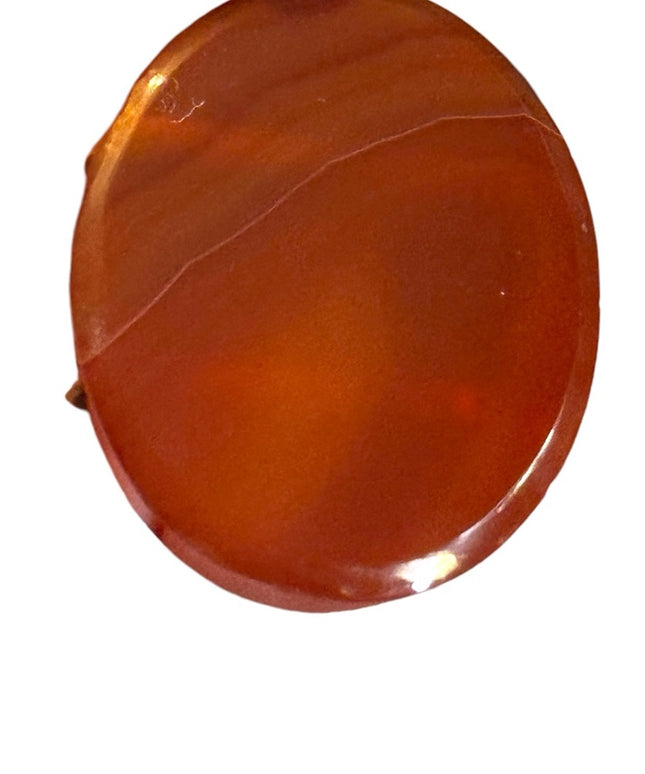 Antique Scottish Brass agate Victorian brooch oval
