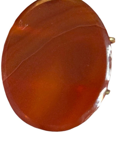 Antique Scottish Brass agate Victorian brooch oval
