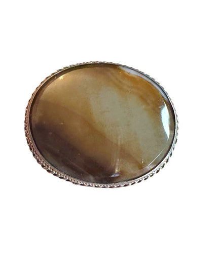 Antique Sterling silver 925 agate stone brooch Scottish