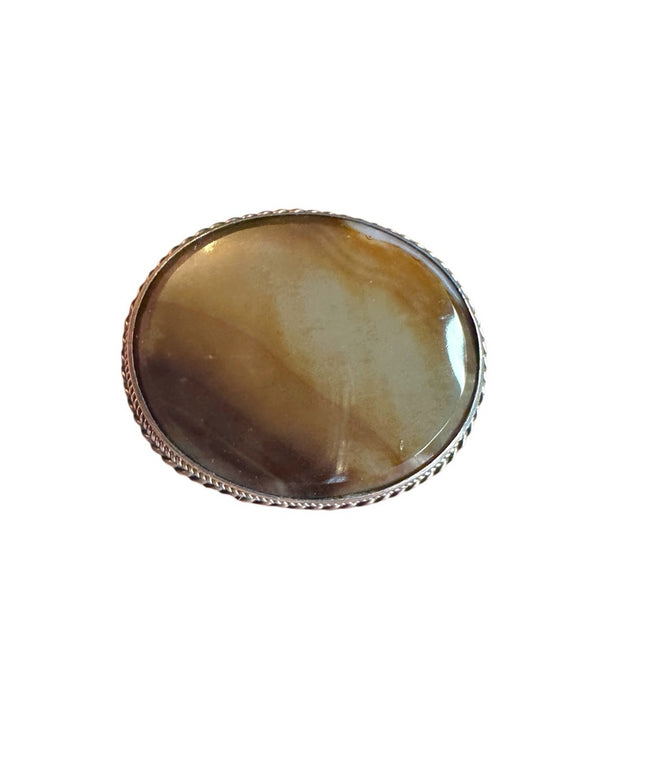 Antique Sterling silver 925 agate stone brooch Scottish