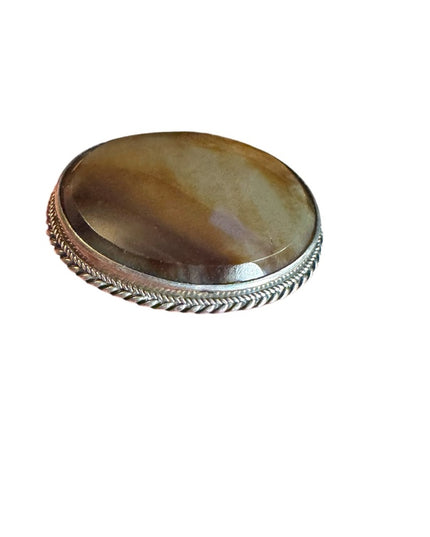 Antique Sterling silver 925 agate stone brooch Scottish