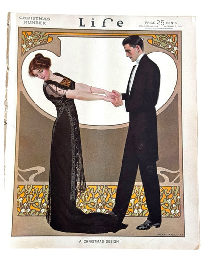 Vintage Life Magazine  1911 HOLIDAY CHRISTMAS WOMEN FASHION COLES PHILLIPS ART