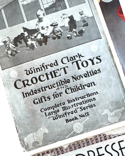 LOT of 4 Antique & Vintage crochet books Bazaar Girls Toys