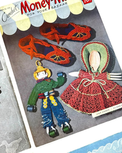 LOT of 4 Antique & Vintage crochet books Bazaar Girls Toys
