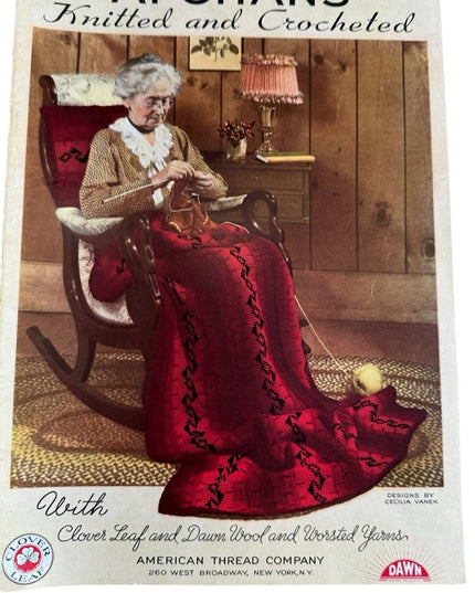Vintage & Antique Crochet and Knitting AFGHAN Pattern Book LOT Collection 4 pcs