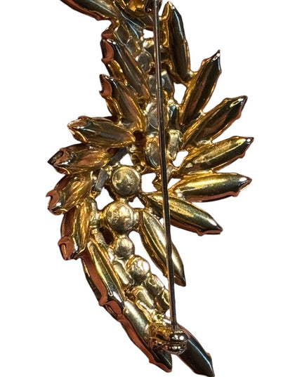 Elegant MC Multicolor AB  Crystal Leaf brooch feather