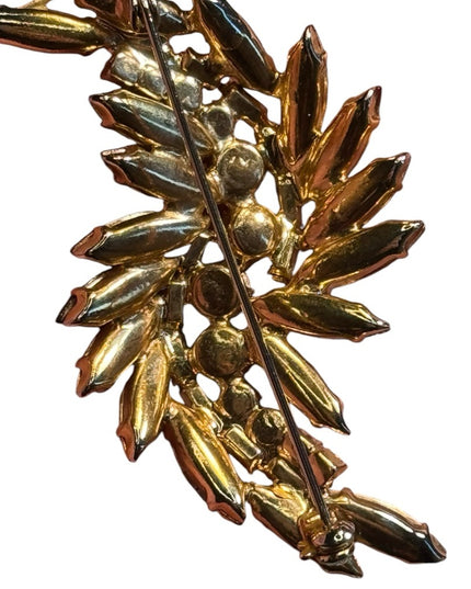 Elegant MC Multicolor AB  Crystal Leaf brooch feather