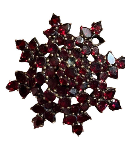 Antique Bohemian Stone Garnet Brooch With Locking Clasp Stunning