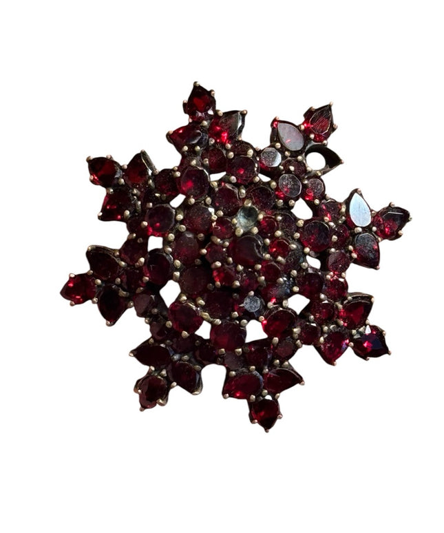Antique Bohemian Stone Garnet Brooch With Locking Clasp Stunning