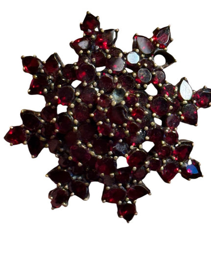 Antique Bohemian Stone Garnet Brooch With Locking Clasp Stunning