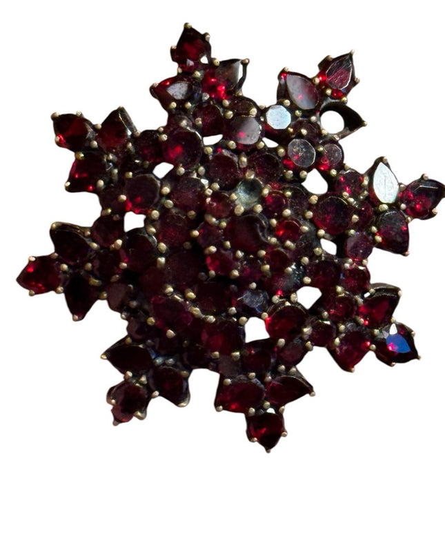 Antique Bohemian Stone Garnet Brooch With Locking Clasp Stunning