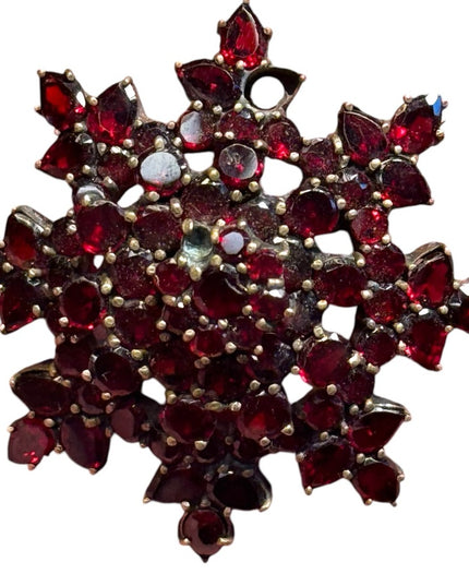 Antique Bohemian Stone Garnet Brooch With Locking Clasp Stunning