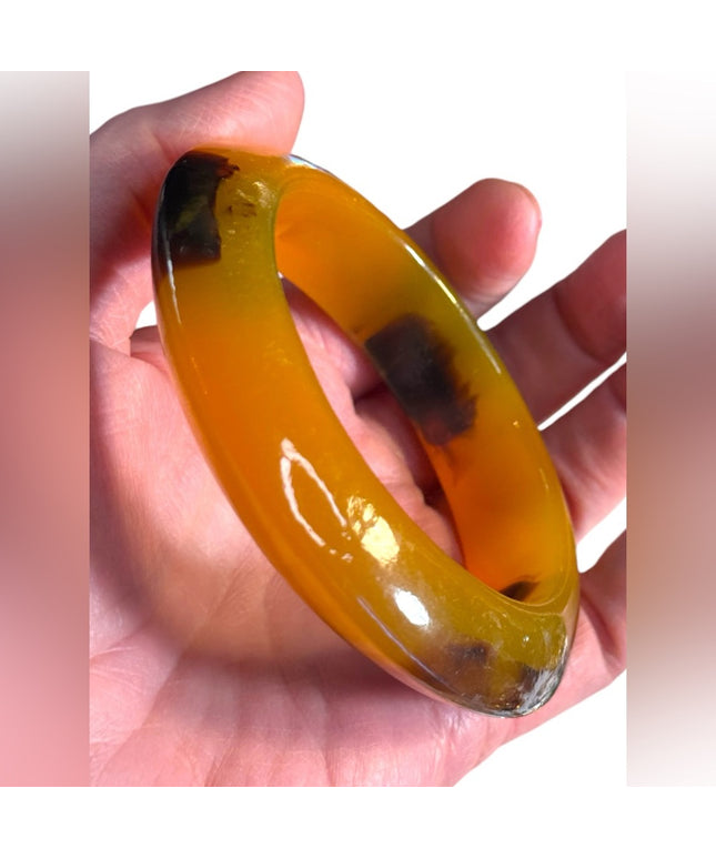 Vintage mid century 1950s faux turtoise shell amber Colored Bangle Bracelet