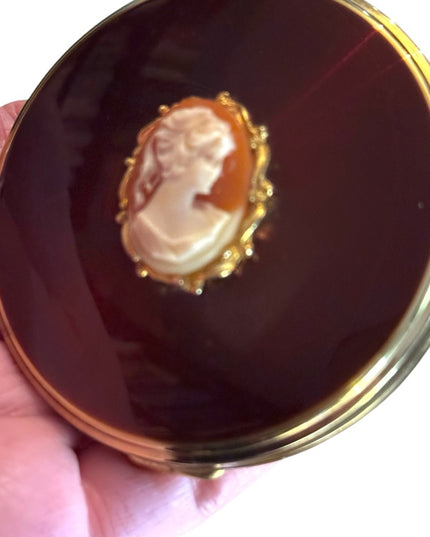 Vintage gold finish made in England Cameo Compact Mirror