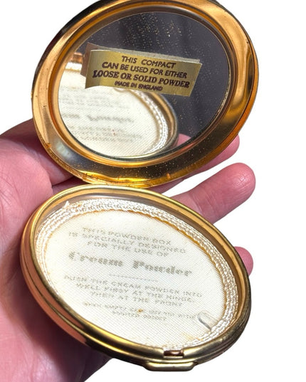 Vintage gold finish made in England Cameo Compact Mirror