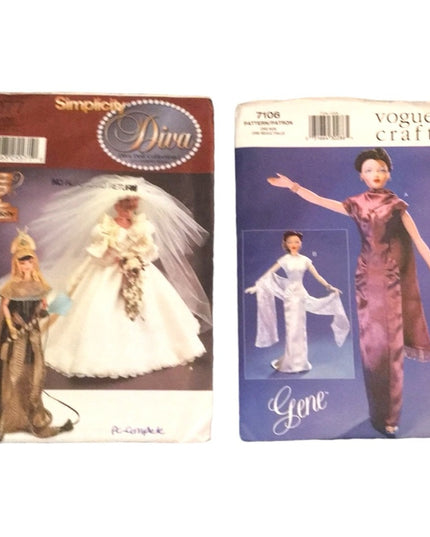 LOT of 2 Barbie doll clothes sewing pattern
