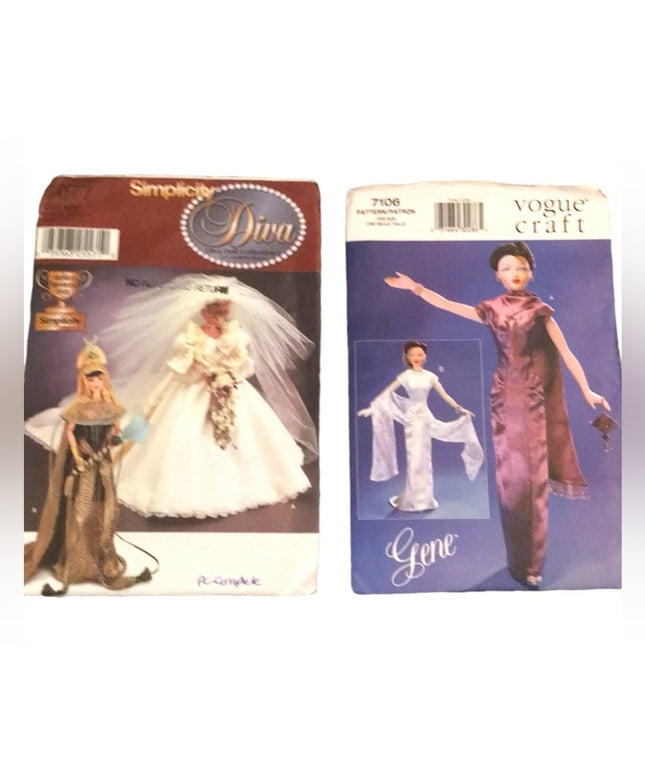 LOT of 2 Barbie doll clothes sewing pattern