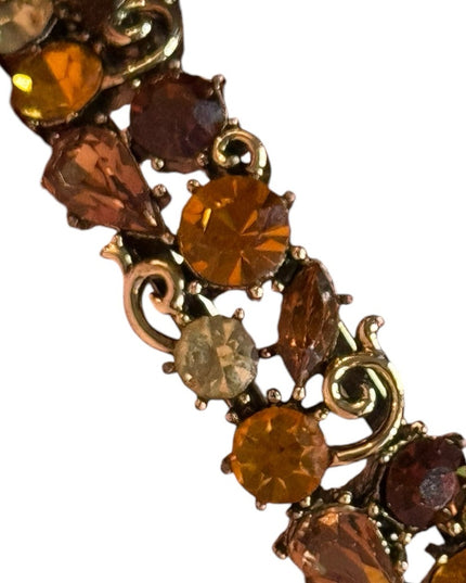 Elegant Gold &  Amber crystal LISNER fancy bangle latched Bracelet