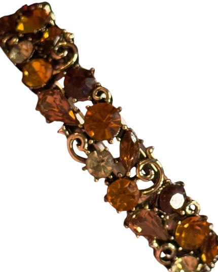 Elegant Gold &  Amber crystal LISNER fancy bangle latched Bracelet