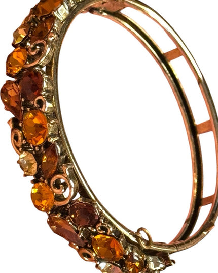Elegant Gold &  Amber crystal LISNER fancy bangle latched Bracelet