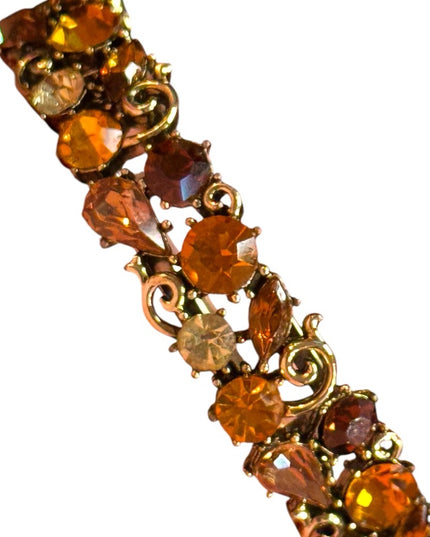 Elegant Gold &  Amber crystal LISNER fancy bangle latched Bracelet
