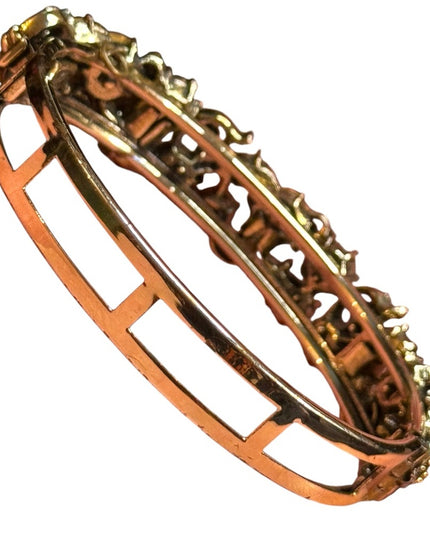 Elegant Gold &  Amber crystal LISNER fancy bangle latched Bracelet