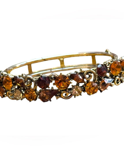 Elegant Gold &  Amber crystal LISNER fancy bangle latched Bracelet