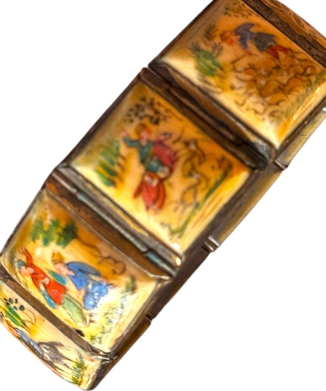Antique Hand-Painted Persian storybook latched Bracelet