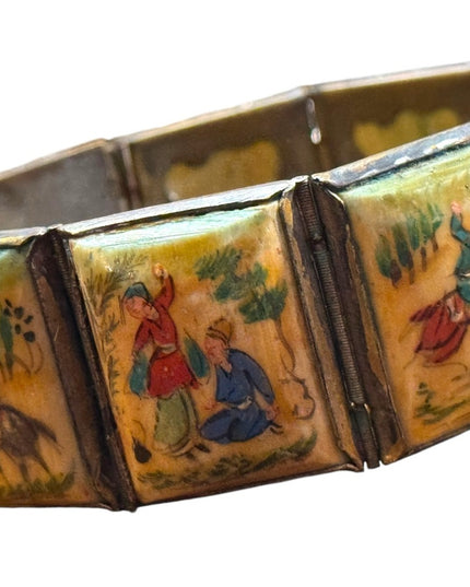 Antique Hand-Painted Persian storybook latched Bracelet