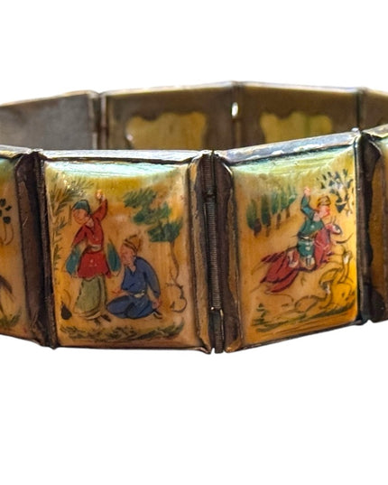 Antique Hand-Painted Persian storybook latched Bracelet
