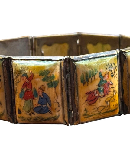 Antique Hand-Painted Persian storybook latched Bracelet