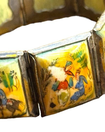 Antique Hand-Painted Persian storybook latched Bracelet