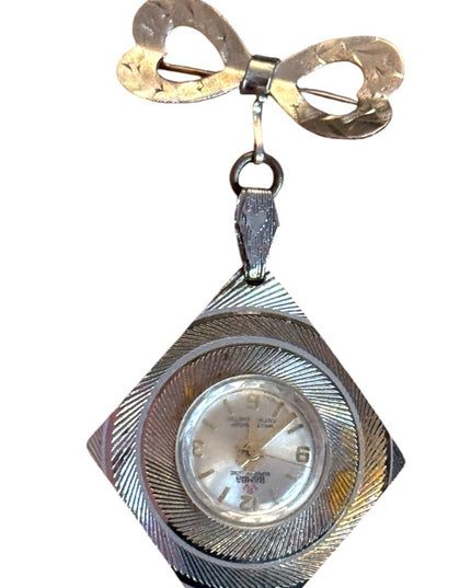 Vintage sterling  silver nurses BAMBA 1960s Brooch Watch