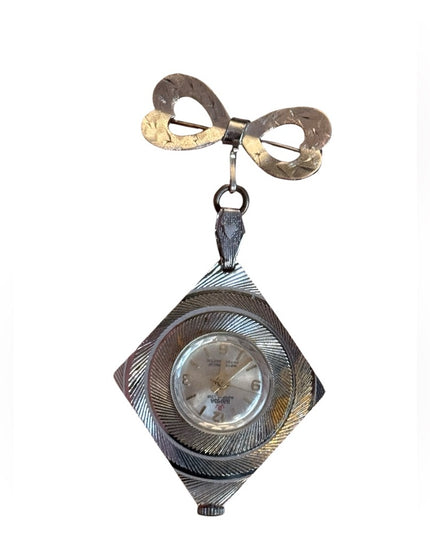 Vintage sterling  silver nurses BAMBA 1960s Brooch Watch