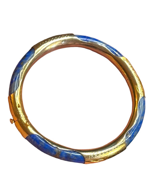 Elegant sodalite stone gold plt latched Bangle Bracelet