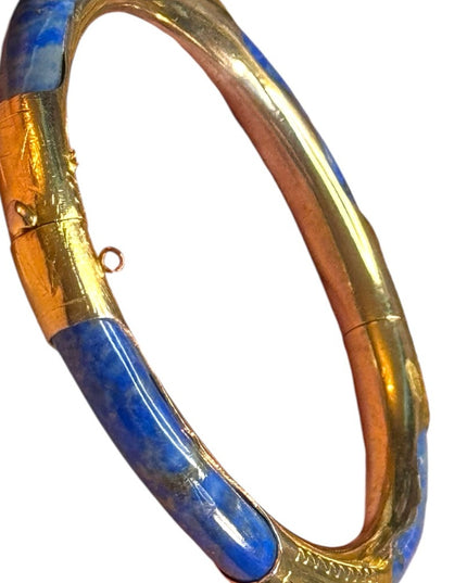 Elegant sodalite stone gold plt latched Bangle Bracelet