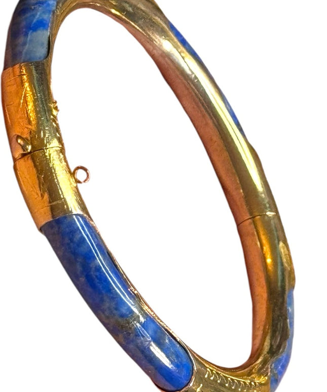 Elegant sodalite stone gold plt latched Bangle Bracelet