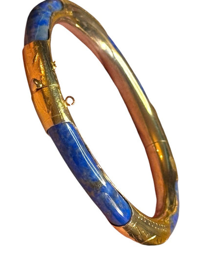 Elegant sodalite stone gold plt latched Bangle Bracelet