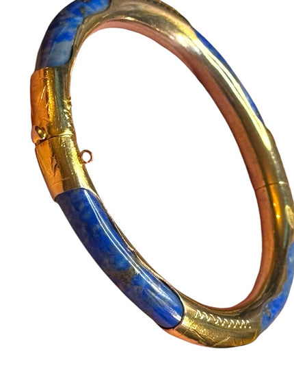 Elegant sodalite stone gold plt latched Bangle Bracelet