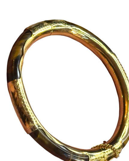 Elegant tiger eye  gold plt latched Bangle Bracelet