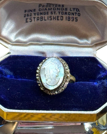 Elegant antique 800 Silver marcasite carved  Cameo Ring