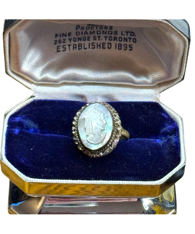 Elegant antique 800 Silver marcasite carved  Cameo Ring