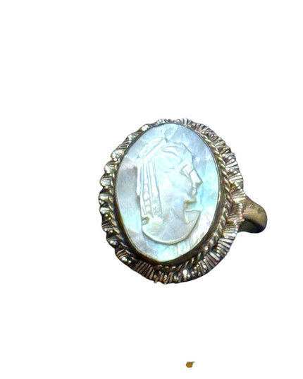 Elegant antique 800 Silver marcasite carved  Cameo Ring