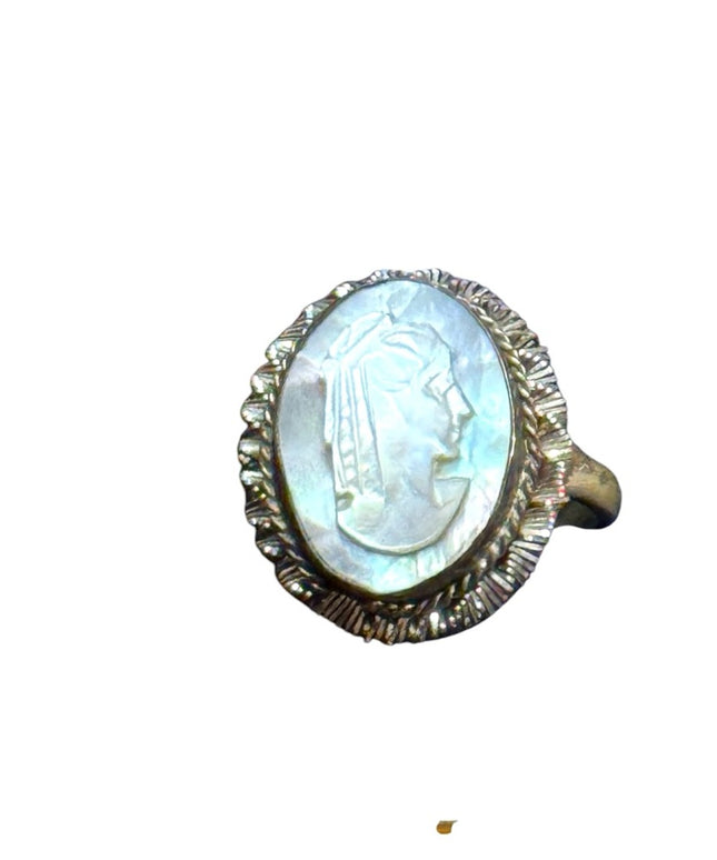 Elegant antique 800 Silver marcasite carved  Cameo Ring