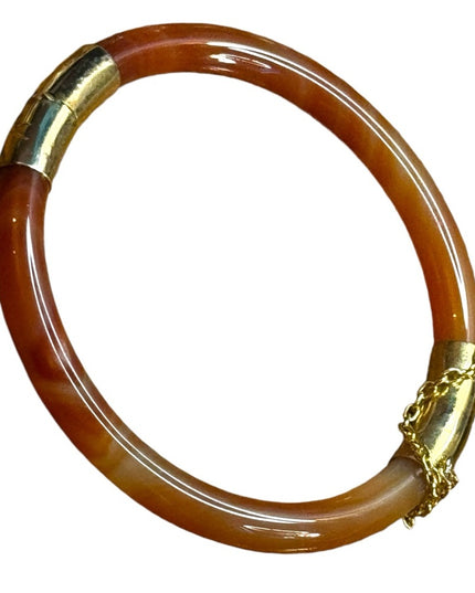 Elegant gold plt AGATE latched Bangle Bracelet