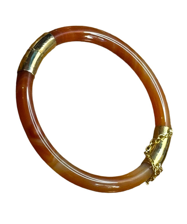 Elegant gold plt AGATE latched Bangle Bracelet
