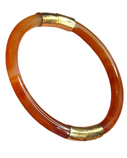 Elegant gold plt AGATE latched Bangle Bracelet